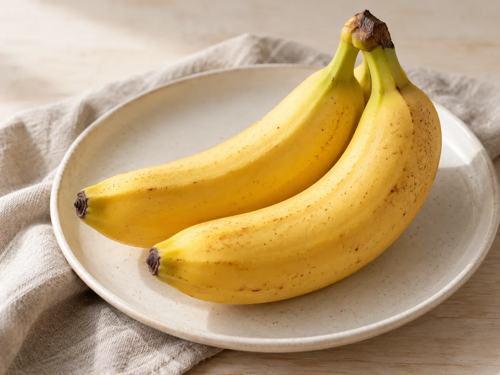 Reife Bananen auf einem hellen Teller